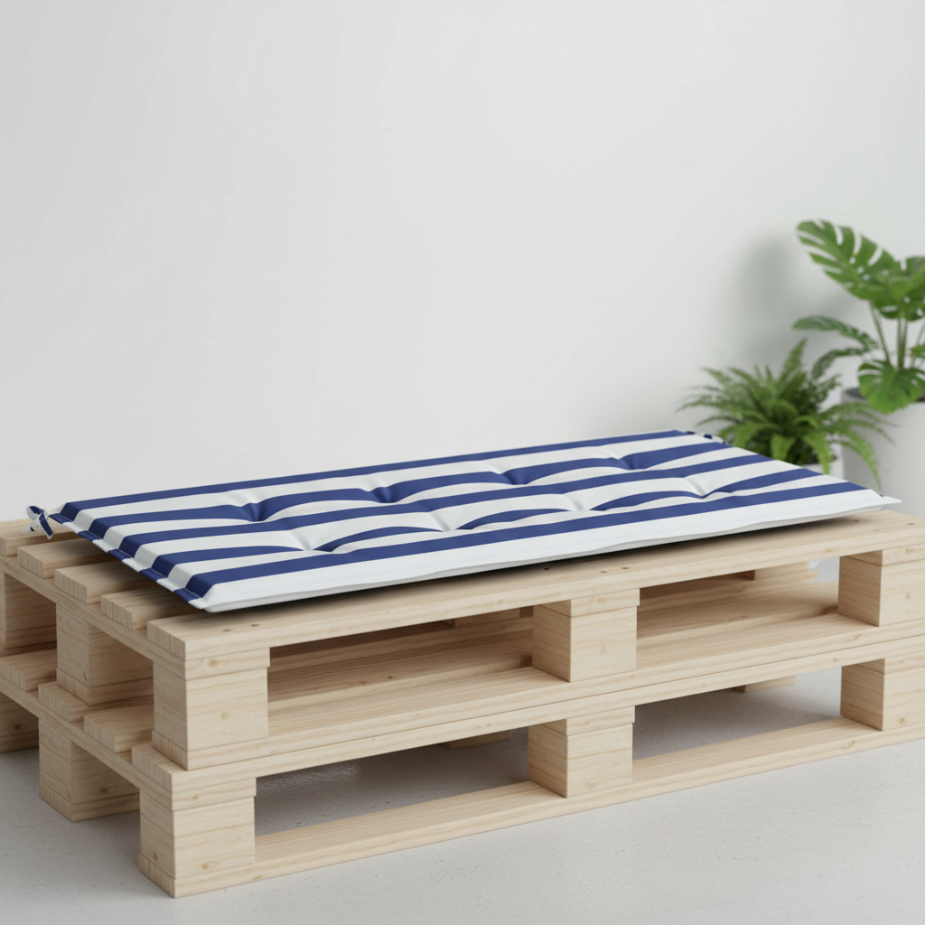 Coussin palette banc jardin motif bleu imperméable 100x50cm - Variation 1