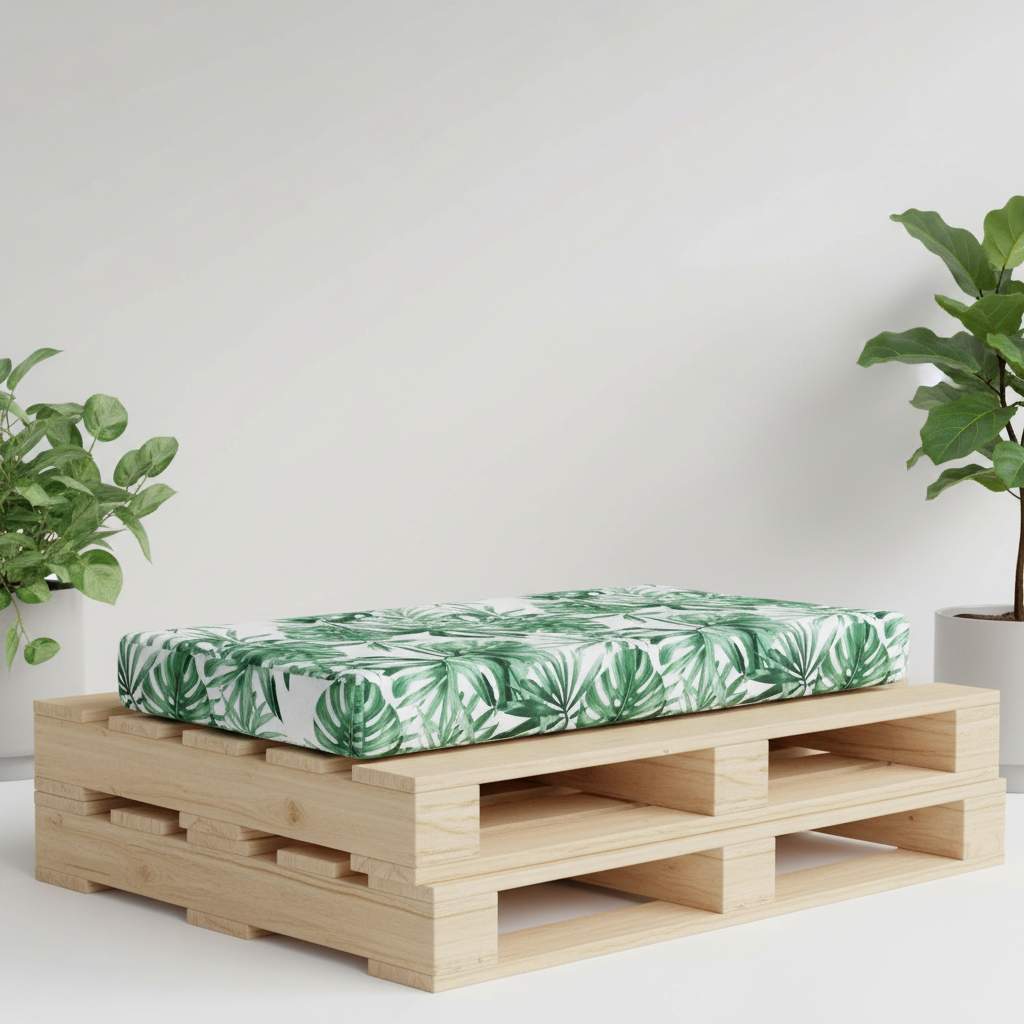 Coussin palette jardin extérieur imperméable motif vert 100x50cm - Variation 1