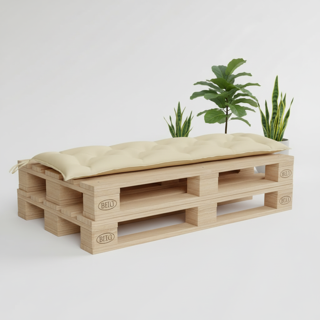 coussin palette crème banc jardin 150x50x7cm imperméable - Variation 1