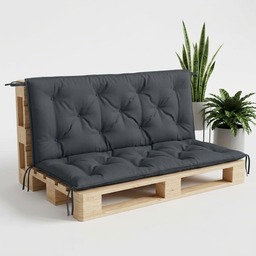 Coussin palette banc jardin anthracite set 2 - Variation 1