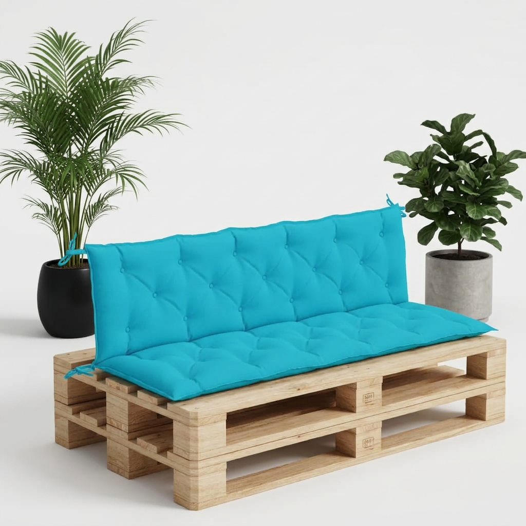 Coussin palette banc jardin rayé bleu blanc - Variation 1