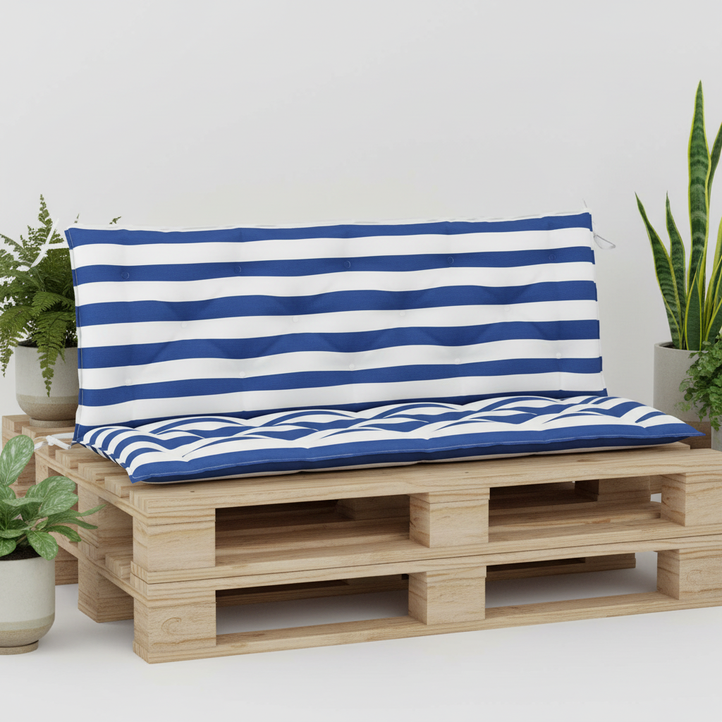coussin palette lot 2 banc rayures blanches imperméable - Variation 1