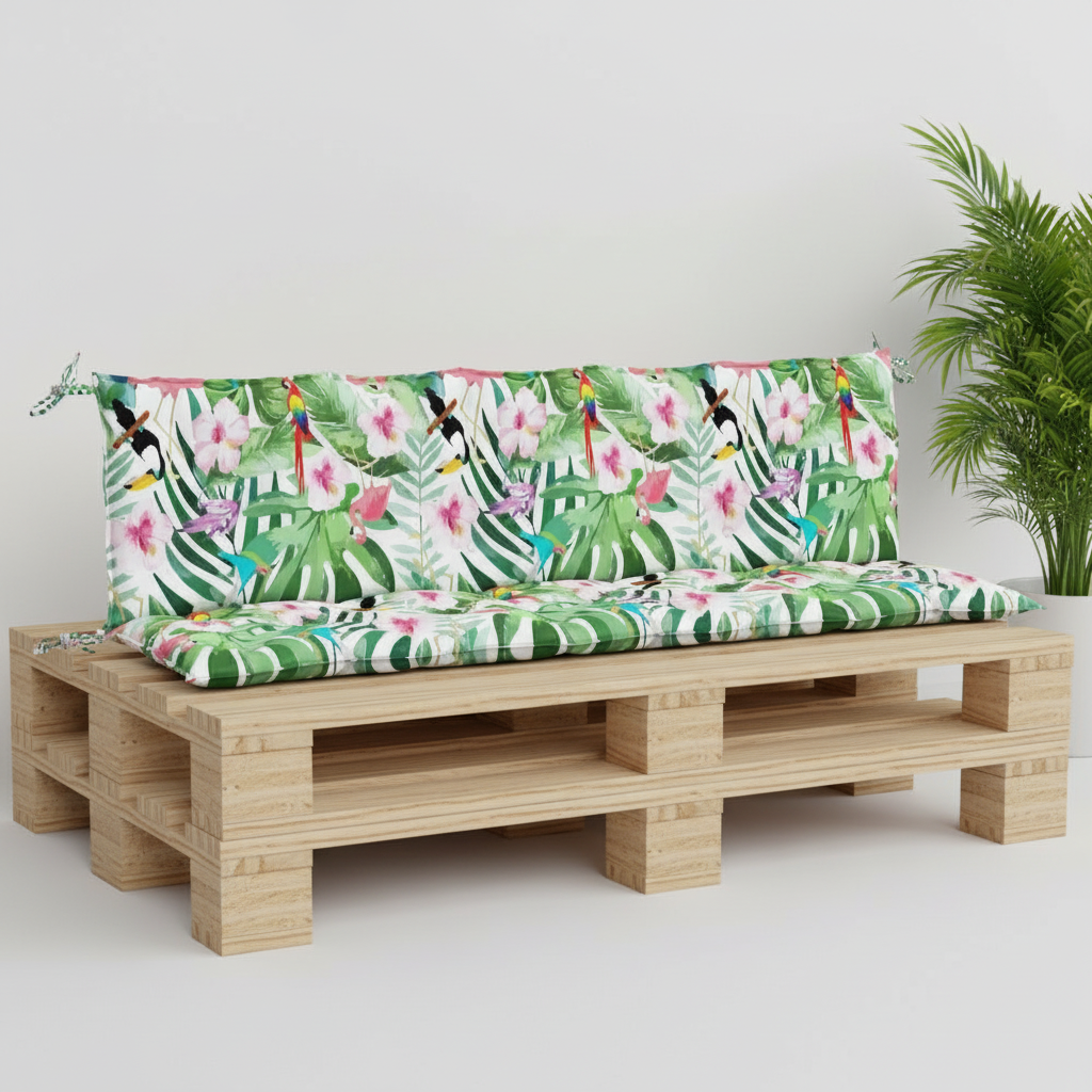 Coussin palette extérieur imperméable vert rayé lot 2 - Variation 1