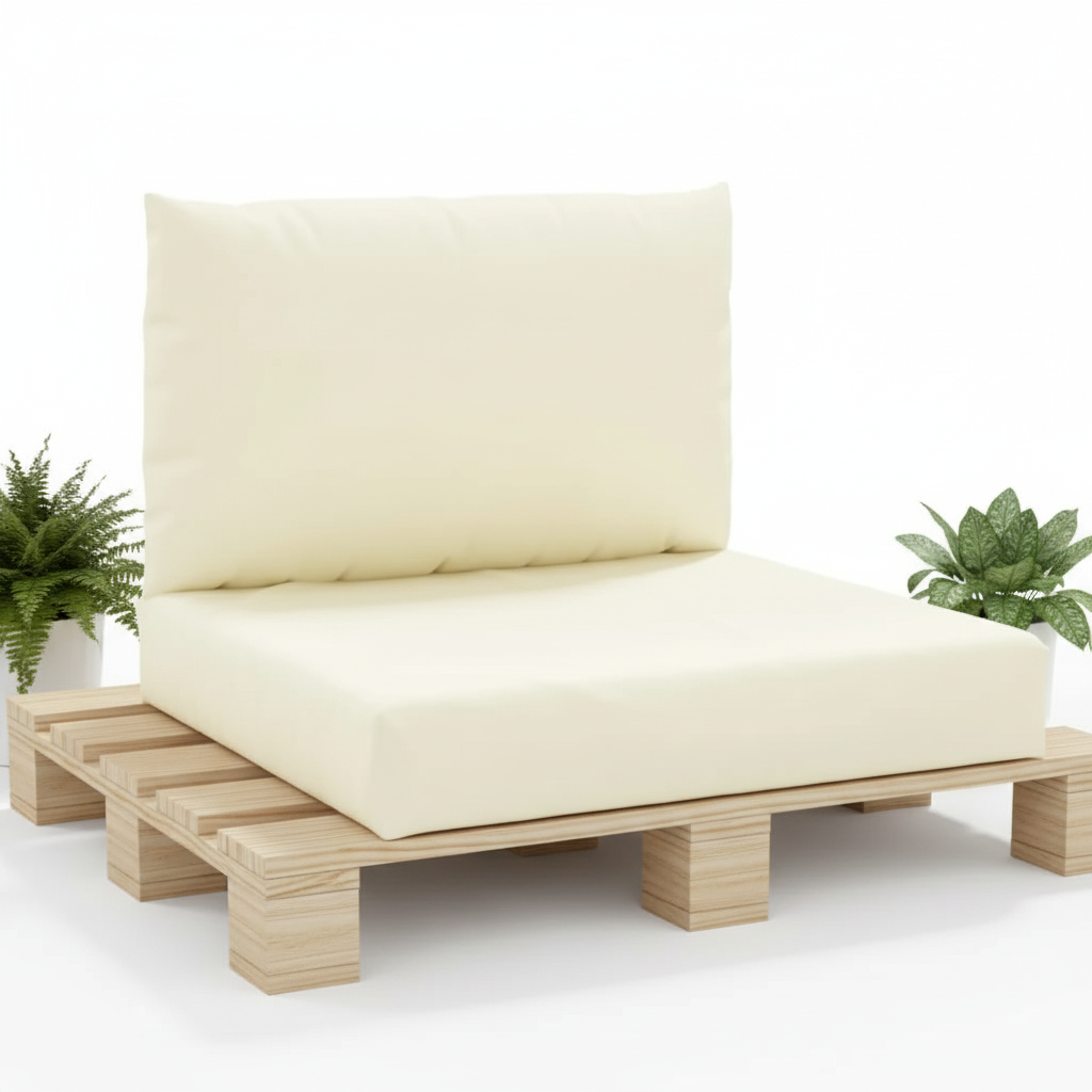 Coussin palette crème Oxford imperméable dossier assise - Variation 1