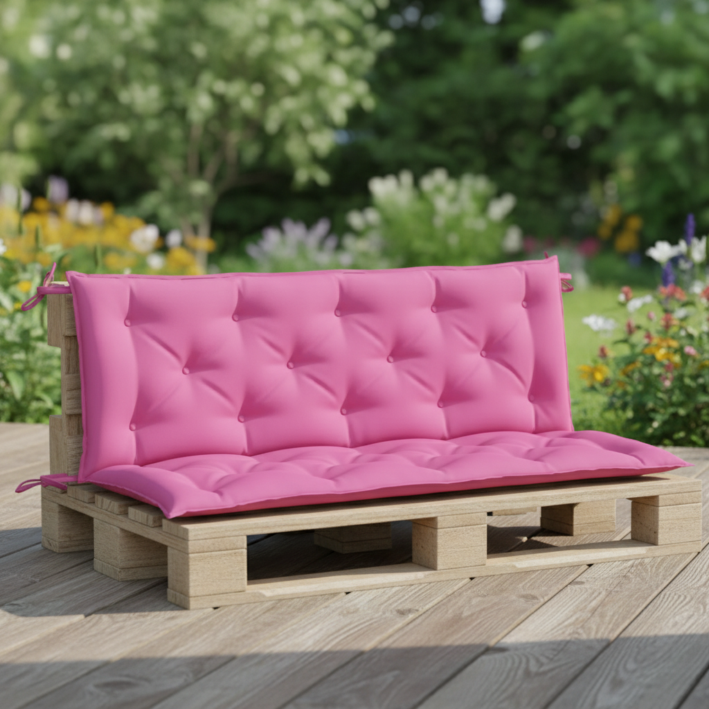 Coussins palette banc jardin imperméables rayés roses. - Variation 2