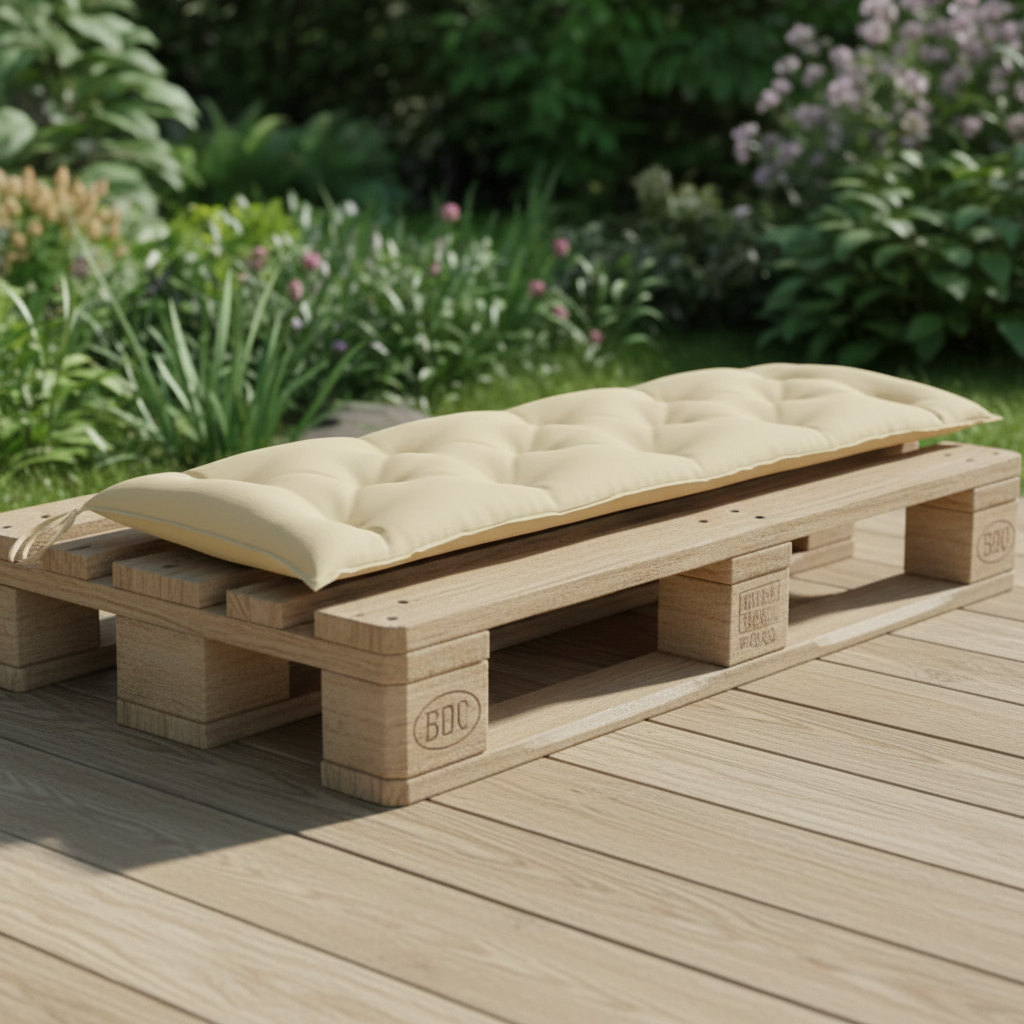 coussin palette crème banc jardin 150x50x7cm imperméable - Variation 2