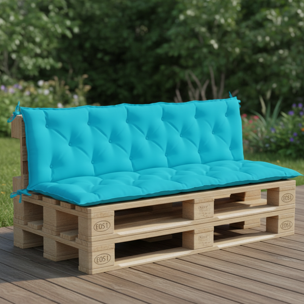 coussin palette banc jardin rayé turquoise/blanc imperméable - Variation 2