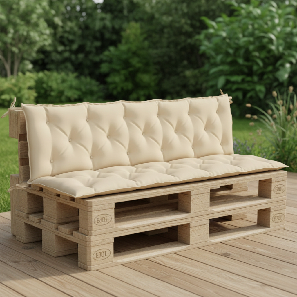 coussin palette banc dossier assise beige imperméable - Variation 2