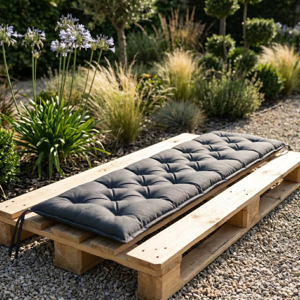 Coussin palette anthracite imperméable 200x50x7cm - Variation 2