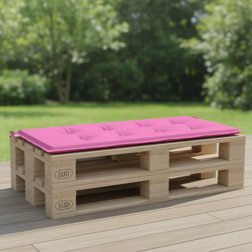 Coussin palette jardin imperméable motif fuchsia 100x50cm - Variation 2