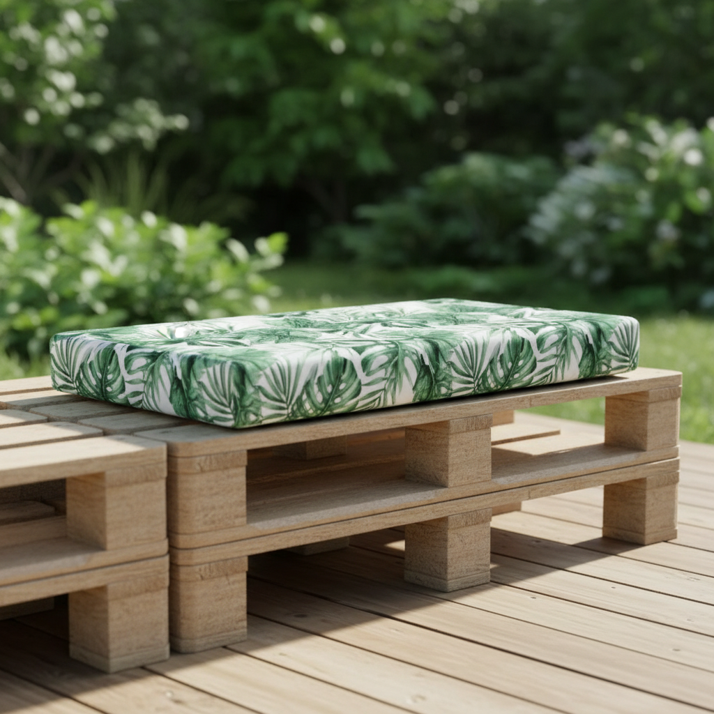 Coussin palette jardin extérieur imperméable motif vert 100x50cm - Variation 2