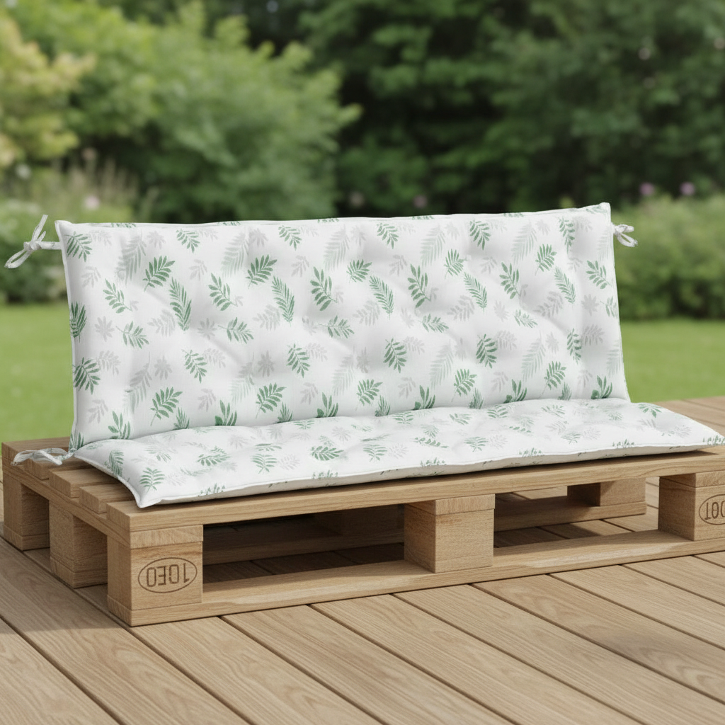 coussin palette ensemble 2 banc jardin vert-blanc rayé imperméable - Variation 2