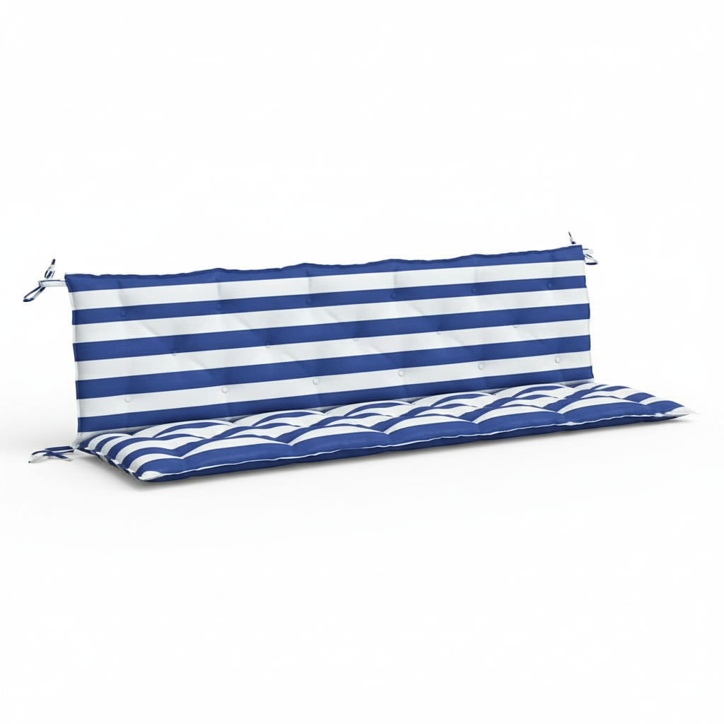 Coussin palette banc jardin imperméable rayé bleu roi blanc - Variation 3